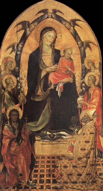 Gherardo Starnina The Madonna and the Nino with San Juan the Baptist, San Nicolas and four angeles France oil painting art